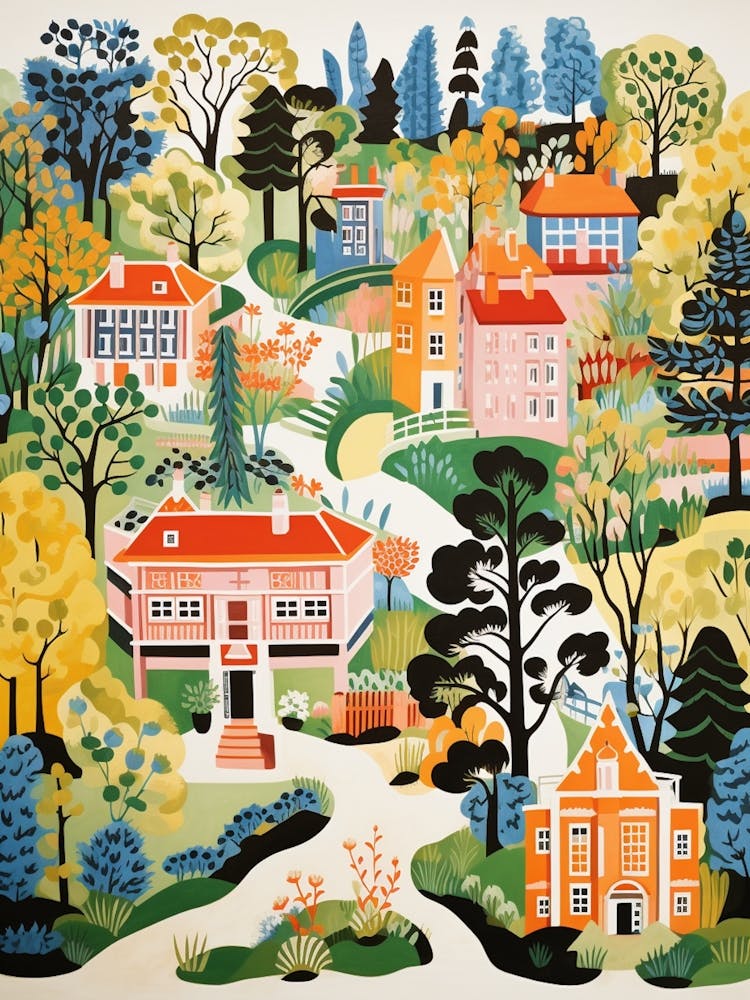 Fredriksdal Museum And Gardens Sweden Modern Illustration 2