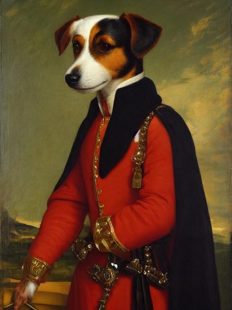 Russell Terrier Renaissance Portrait Oil Painting