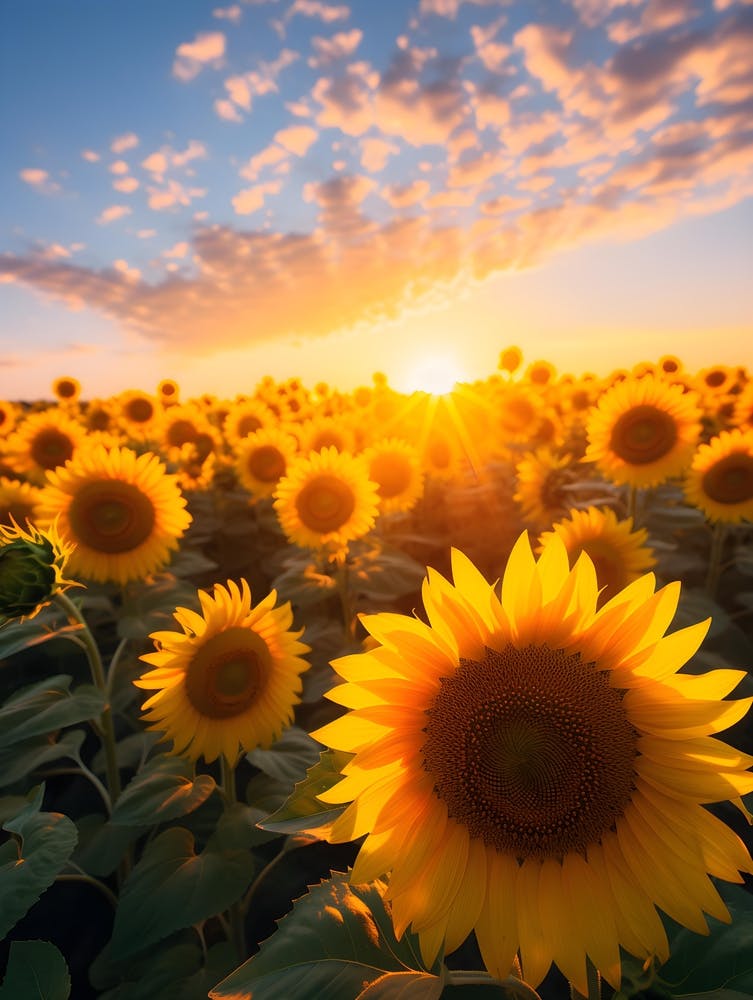 Sunflowers At Sunset