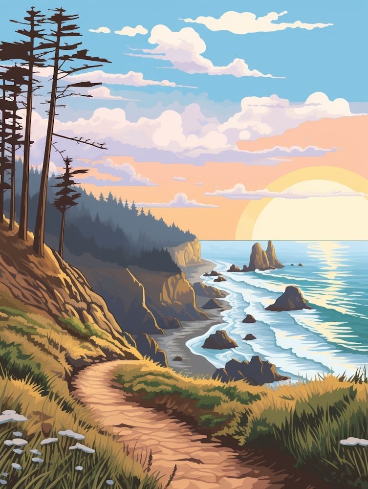 Lost Coast Trail Usa 1 Hike Illustration