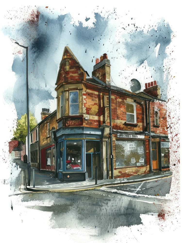 Enfield London Borough   Street Watercolour 2