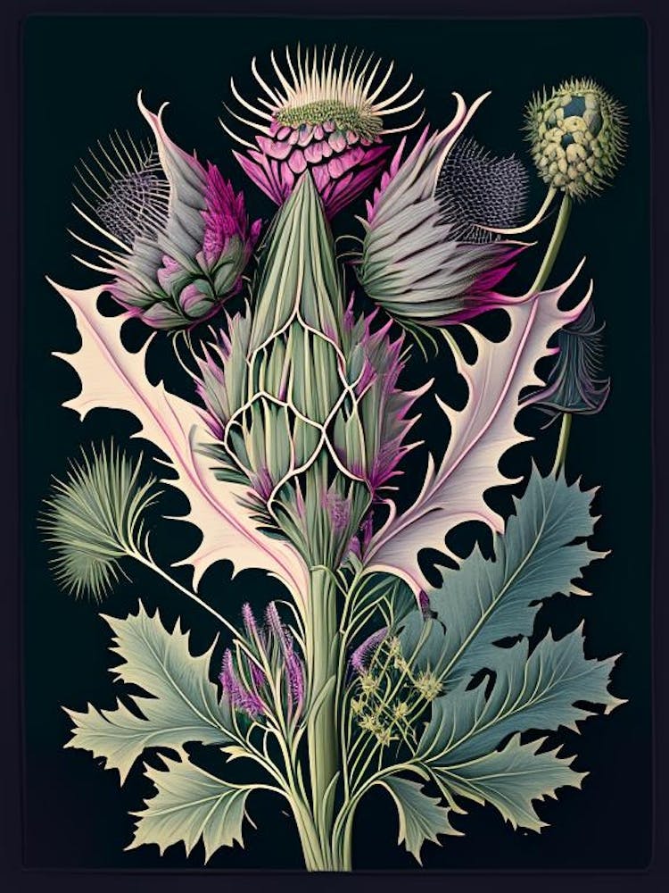 Thistle Wildflower Vintage Botanical 1