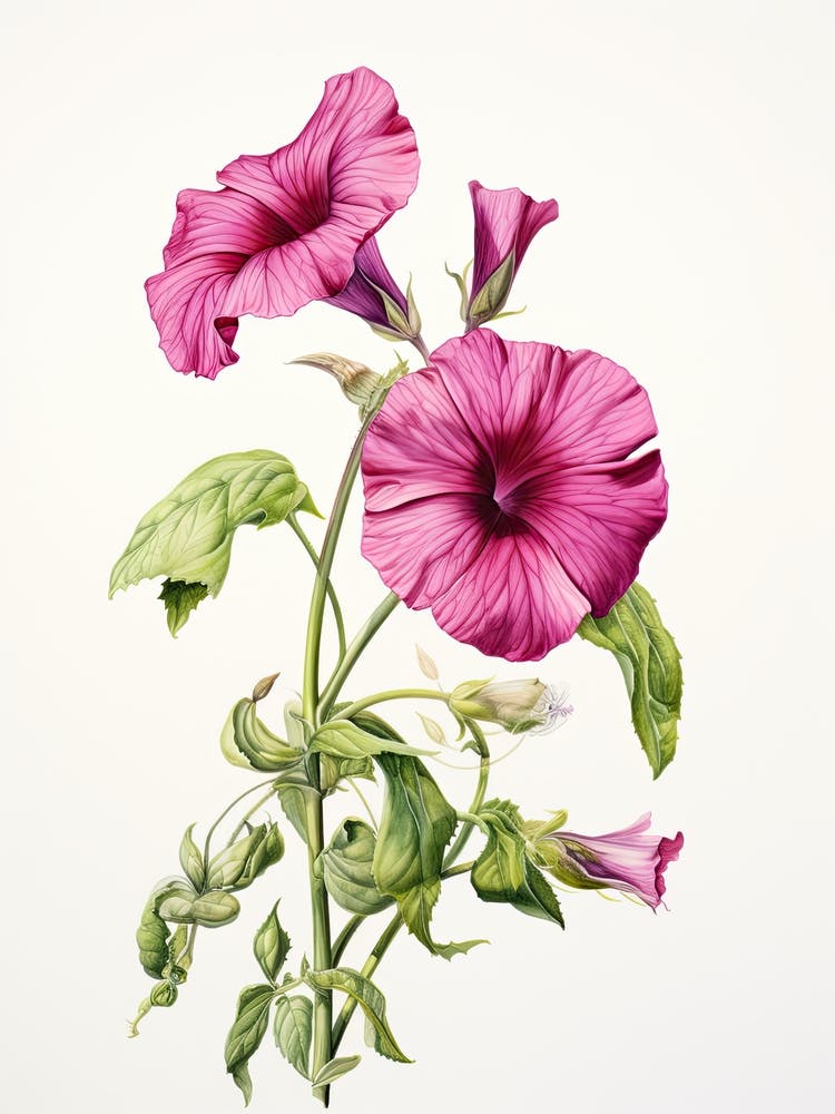Petunias Flower Vintage Botanical 0