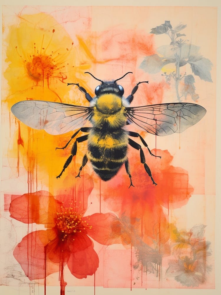 Floral Bees Screen Print Inspired 1