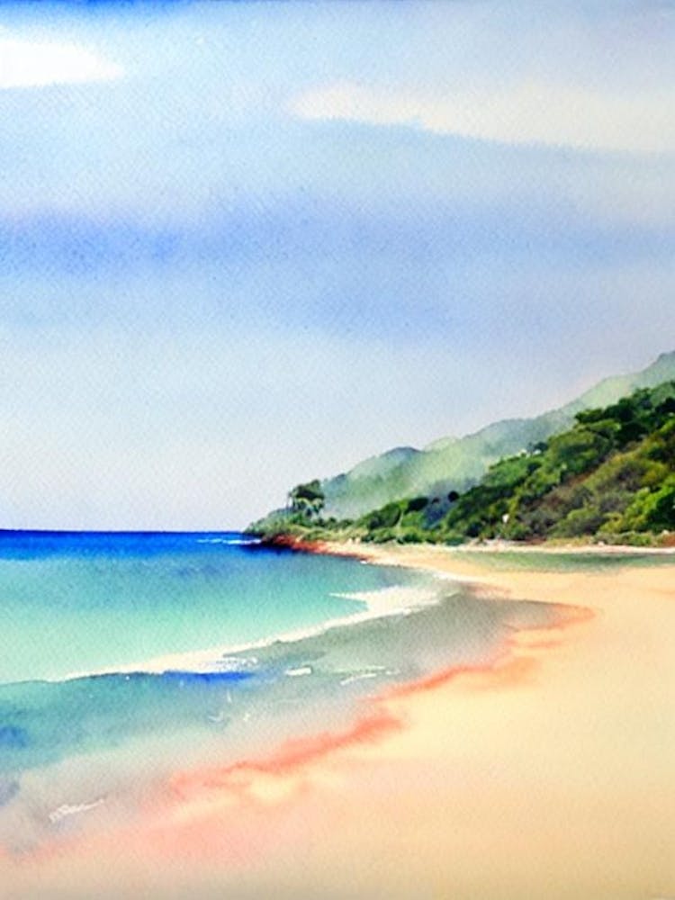 Ngapali Beach 2, Myanmar Watercolour