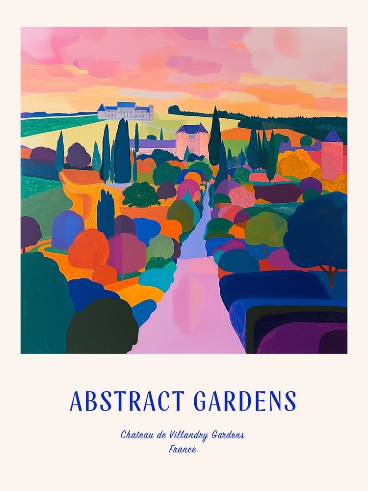 Colourful Gardens Chateau De Villandry Gardens France 1 Blue Poster