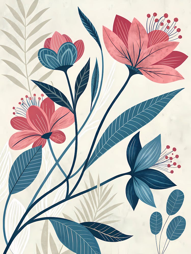 Flowers On A Beige Background