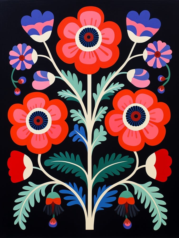 Flower Motif Painting Anemone 3