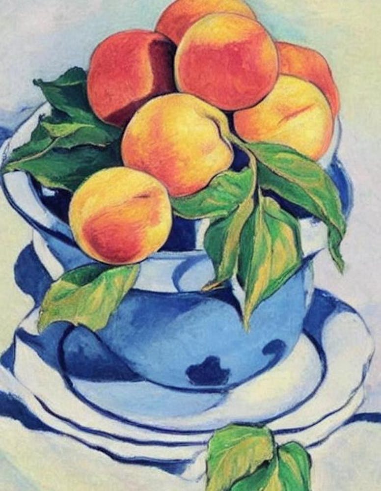 Peach Vintage Sketch Fruit