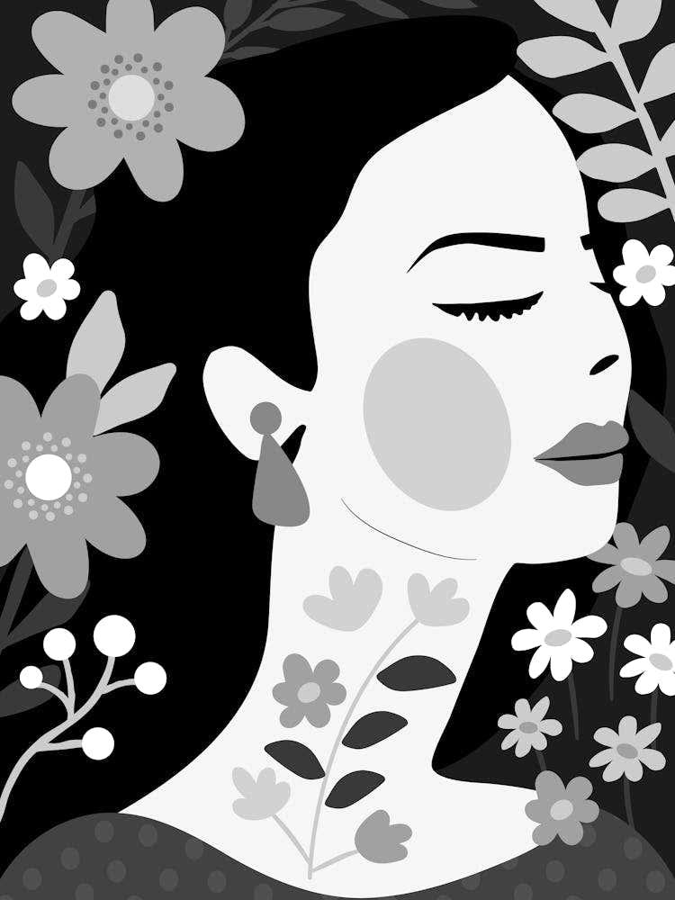 Portrait Of A Woman With Flowers 2