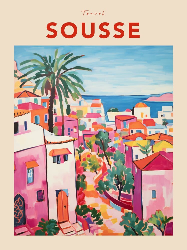 Sousse Tunisia Fauvistisches Reise-Poster