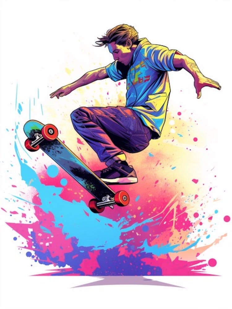 Skateboarding In Berlin, Germany Gradient Illustration 3