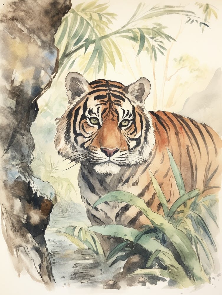 Storybook Animal Watercolour Tiger 1