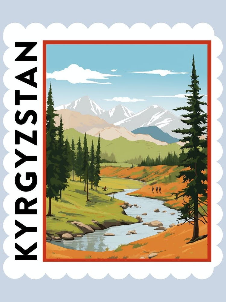 Kyrgyzstan Travel Stamp Poster