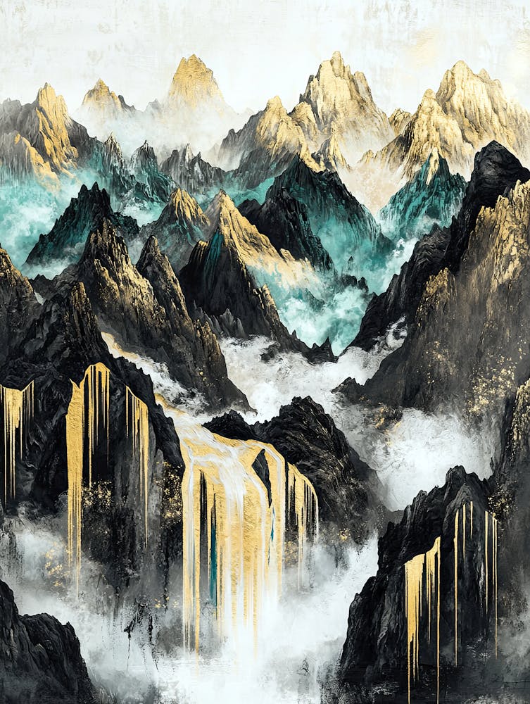 Himalayas Golden Peaks - Majestic Geometry