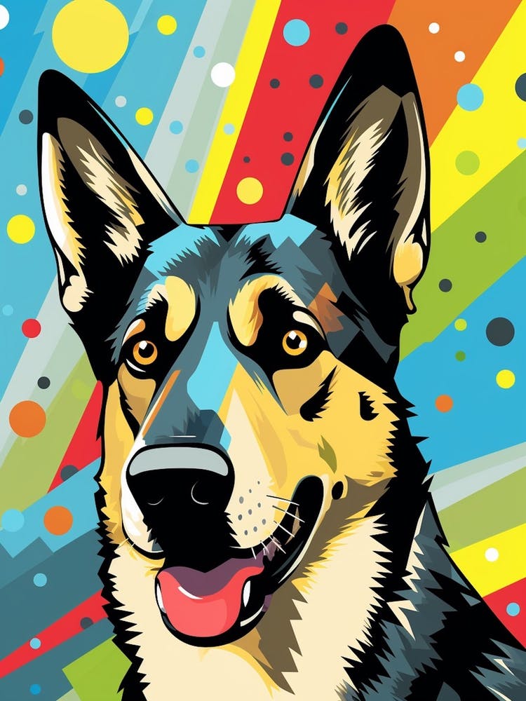 Pop Art Cartoon German Shepherd 2