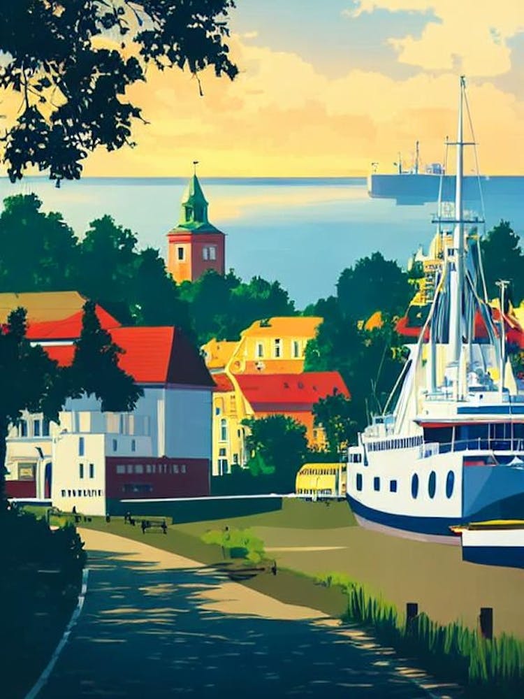 Port Of Klaipeda Lithuania Vintage Poster harbour