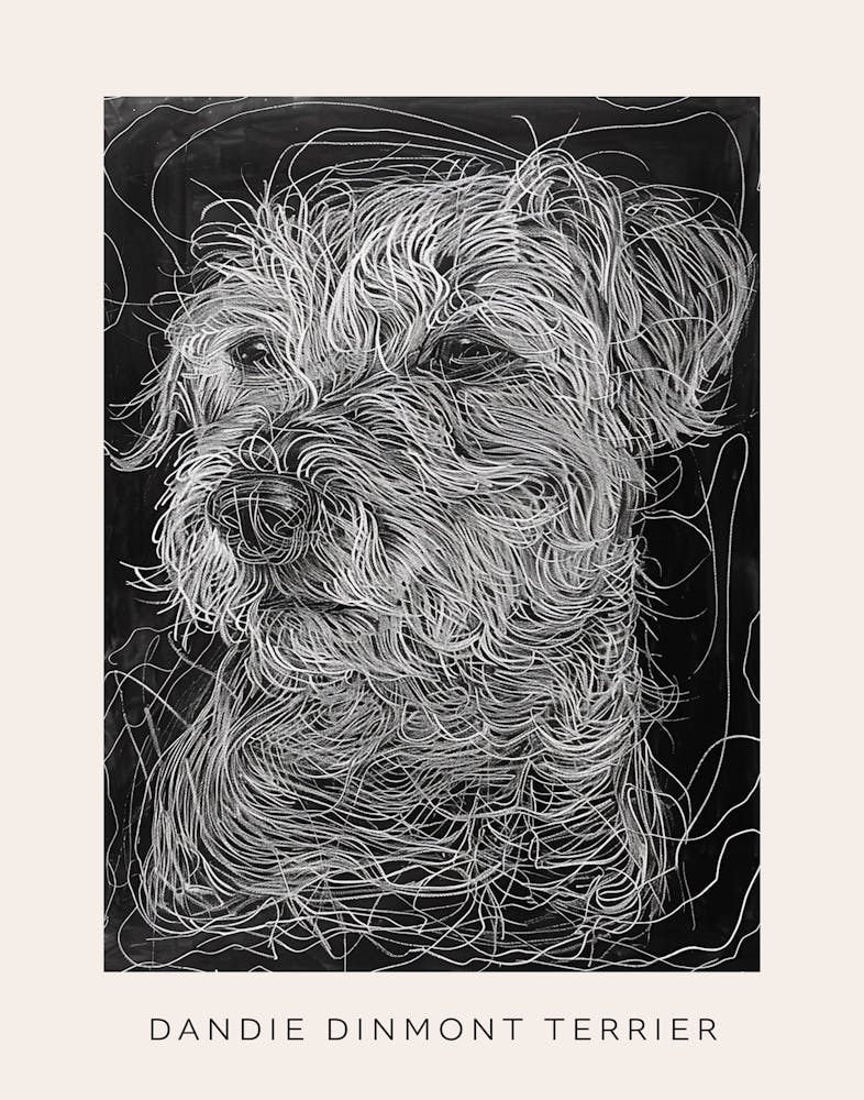 Dandie Dinmont Terrier Dog Line Sketch 2 Poster