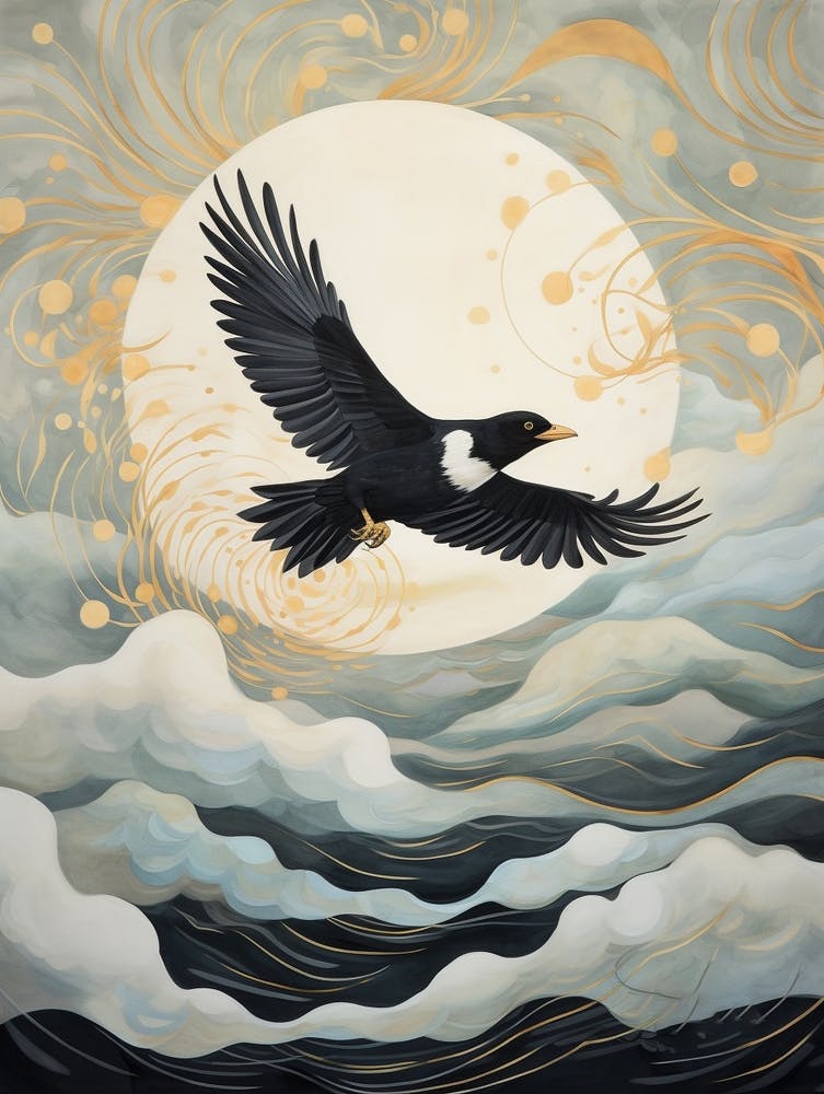 Magpie 3 Gold Detail Painting