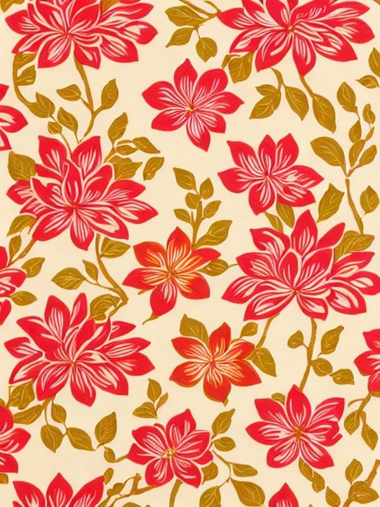Magnolia Floral Print Warm Tones2 Flower