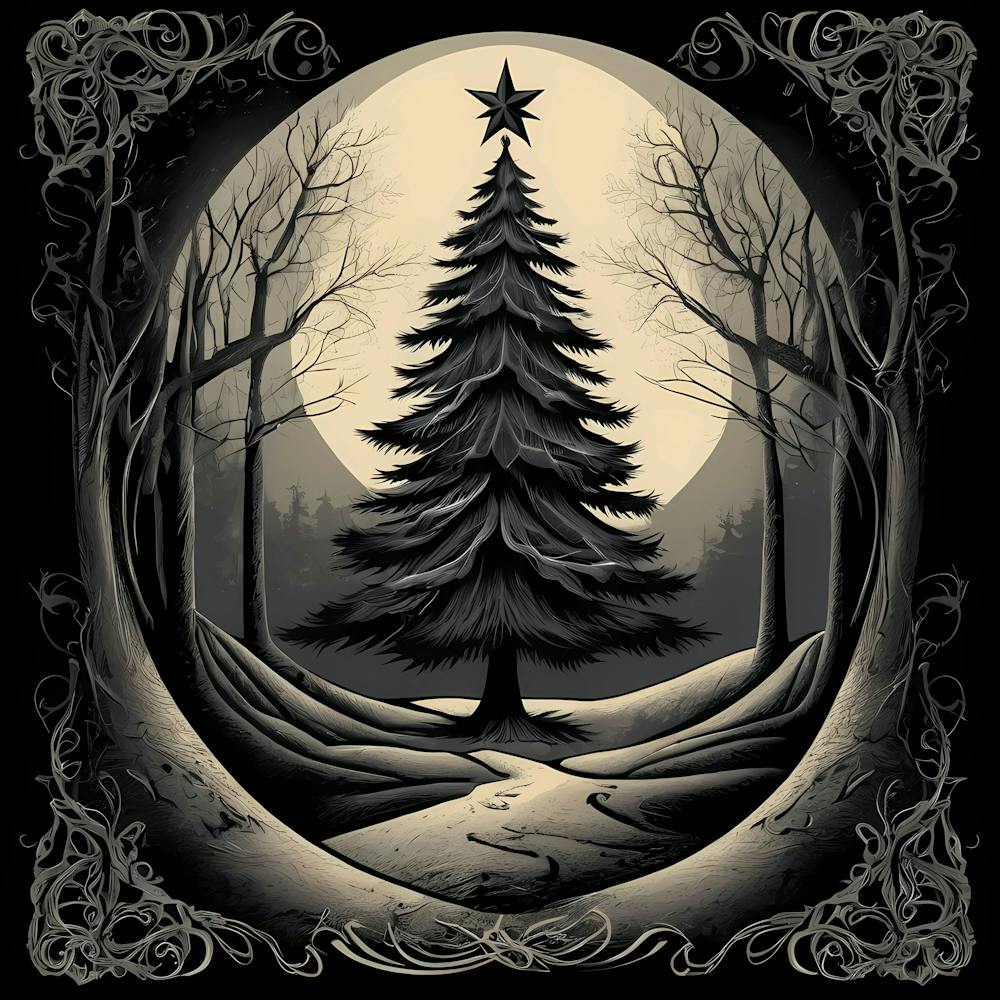 Gothic Inspired Style Christmas Tree Scene