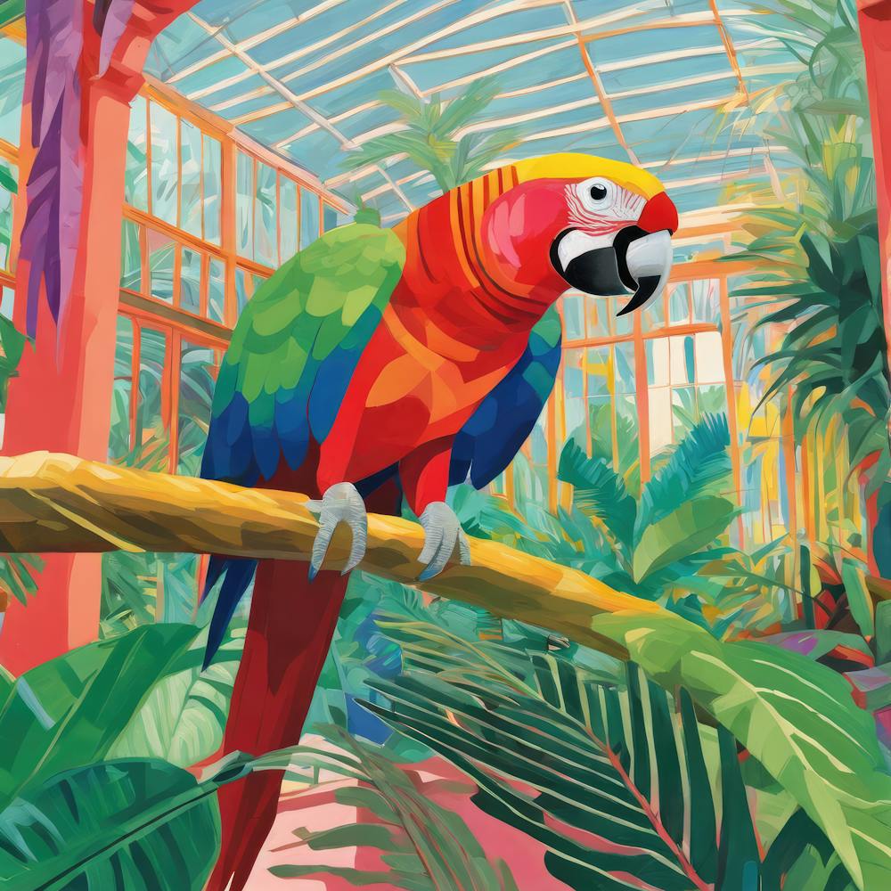 David Hockney Style: Parrot in Palm House Series 4