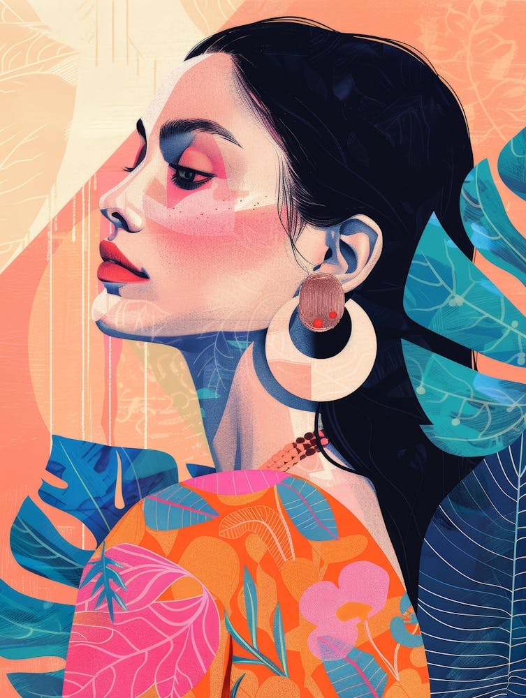 Tropical Woman With Earrings