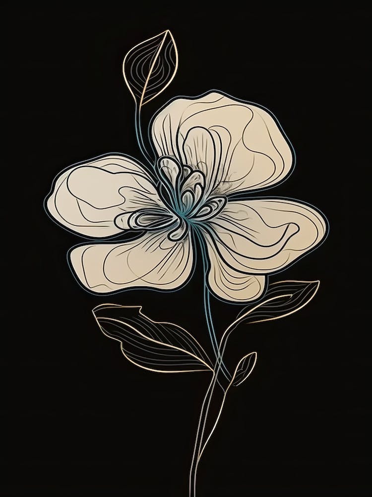 Line Art Orchids Flowers Illustration Neutral 2