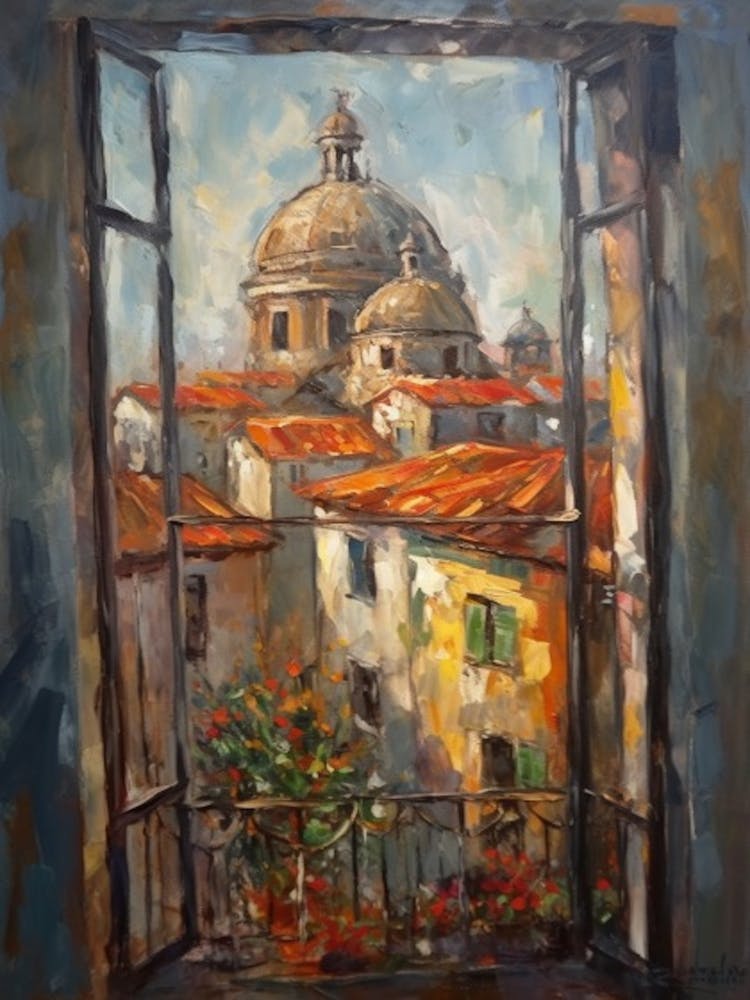 Window View Of Venice In The Style Of Impressionism 4