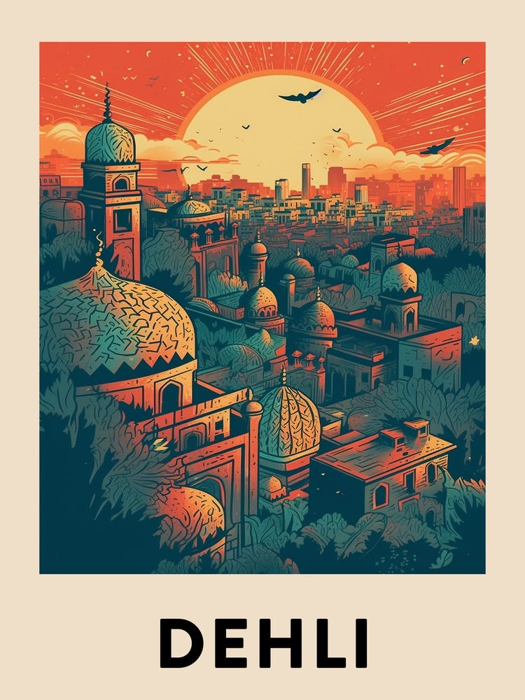 Dehli 2 Vintage Travel Poster
