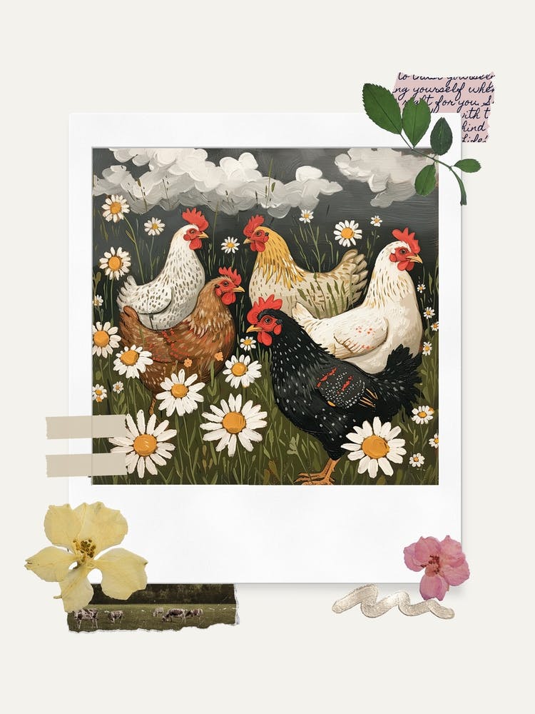 Scrapbook Chickens Fairycore Painting 1