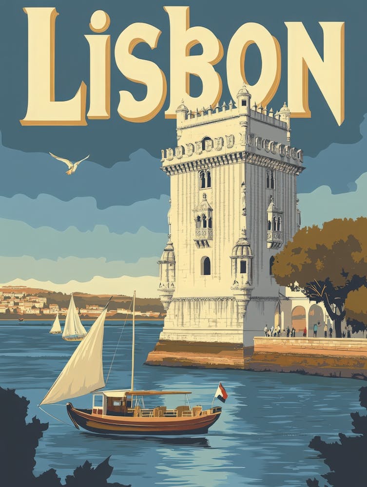 Aihrgdesign A Classic 1960s Travel Poster For Lisbon