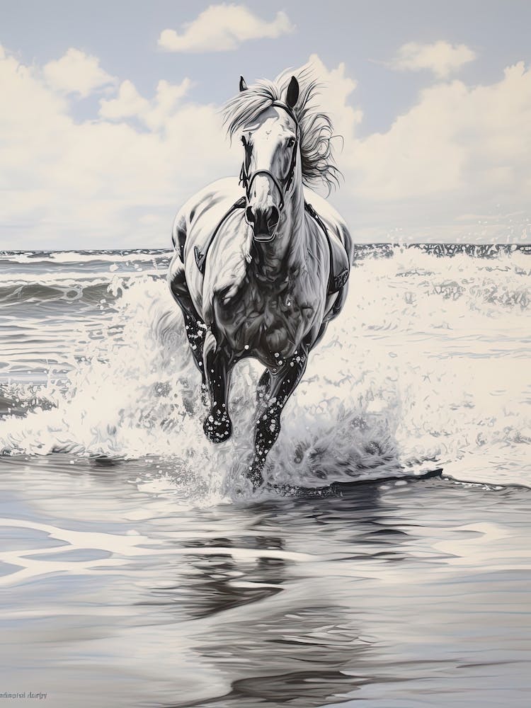 A Horse Oil Painting In Seven Mile Beach, Grand Cayman, Portrait 2