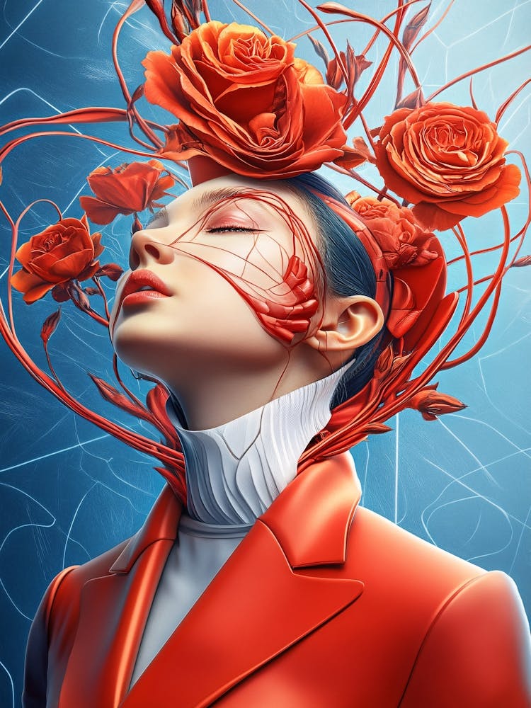 Woman With Roses On Her Head