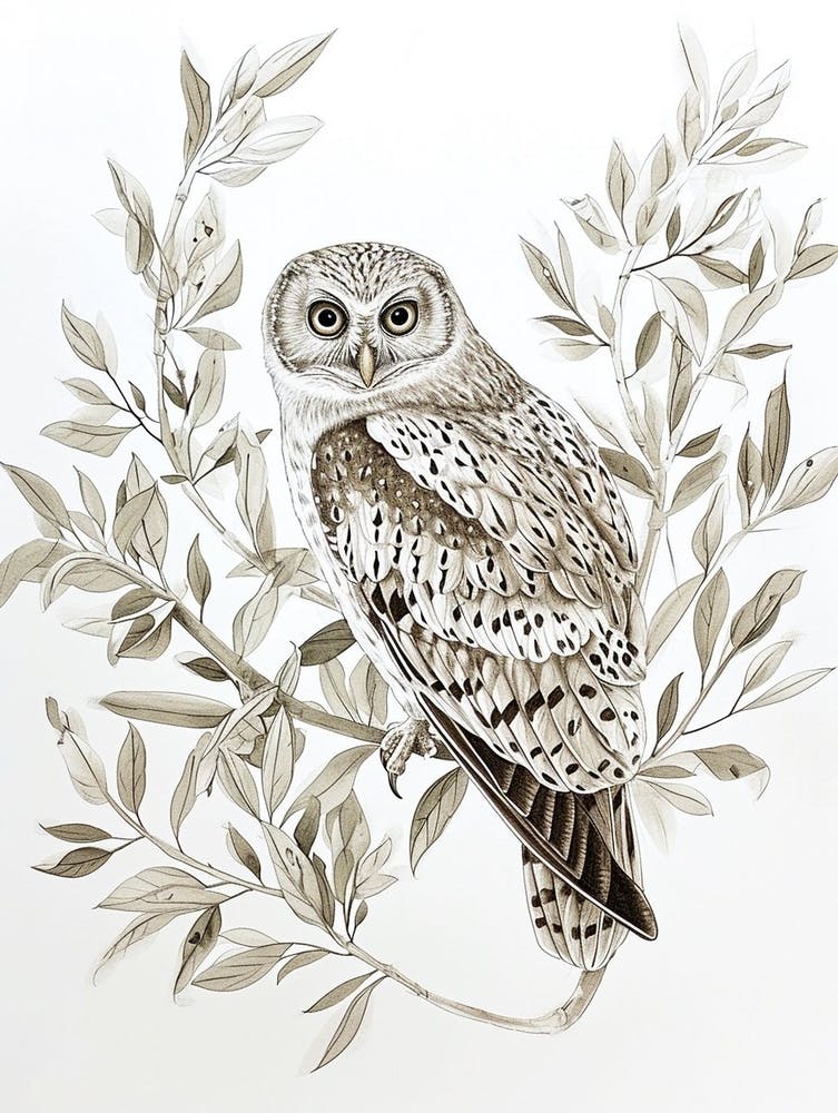 Burmese Fish Owl Drawing 2