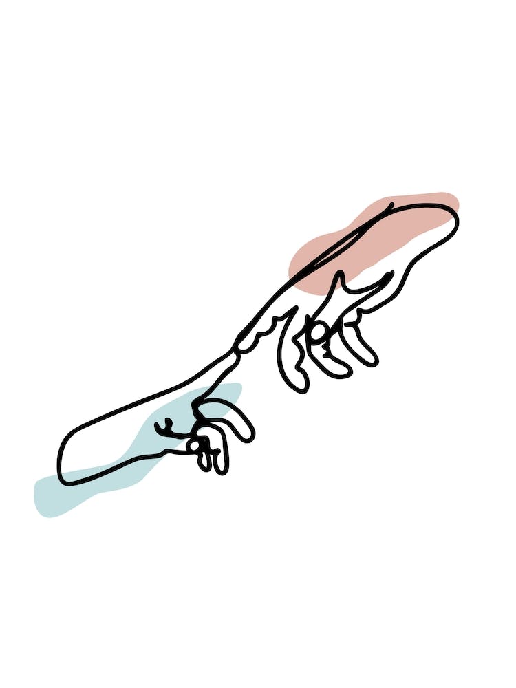 Female Hands Touch Line Art