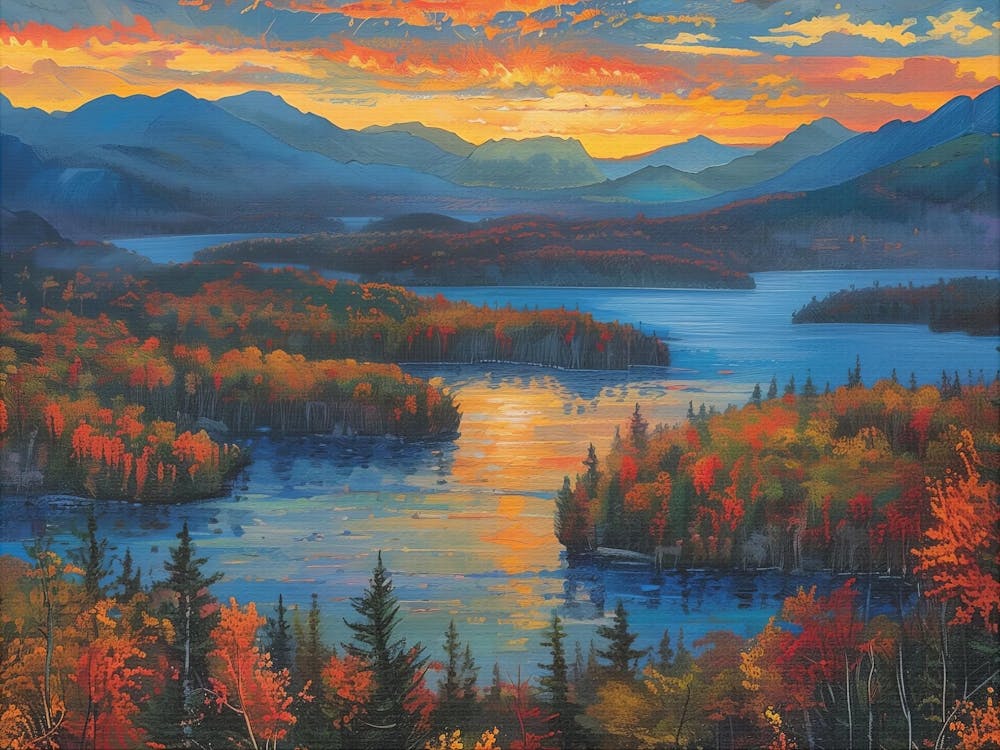 American Vermont Painting, Matte Print, Autumn, Home Decor, American Room Decor, Country Wall Decor, Forest, Fall, Mountain Art