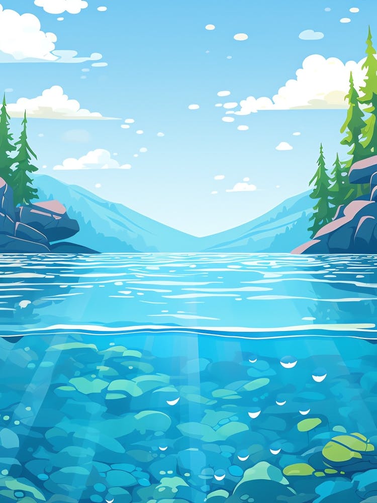 Crystal Clear Lake Cool Blues - Landscape