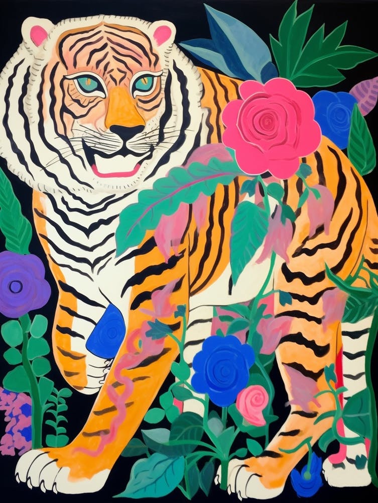Maximalistisches Tiergemälde Tiger