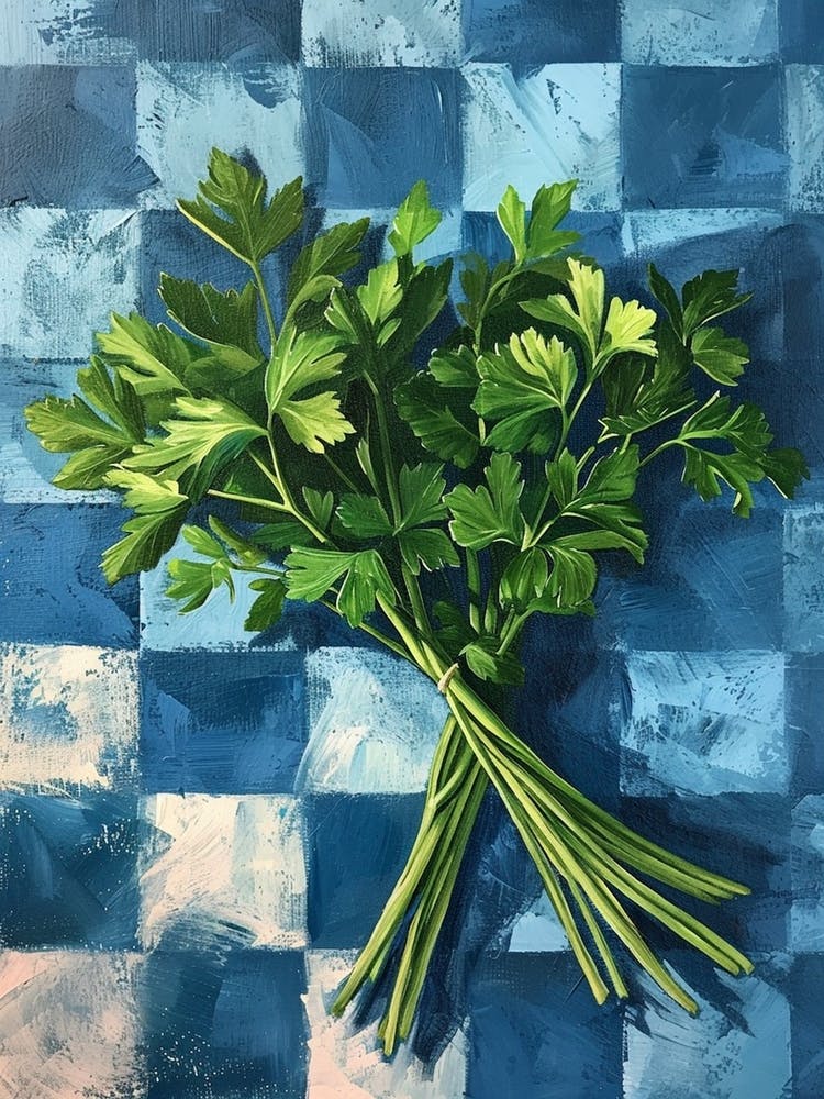 Herbs Blue Checkerboard 1