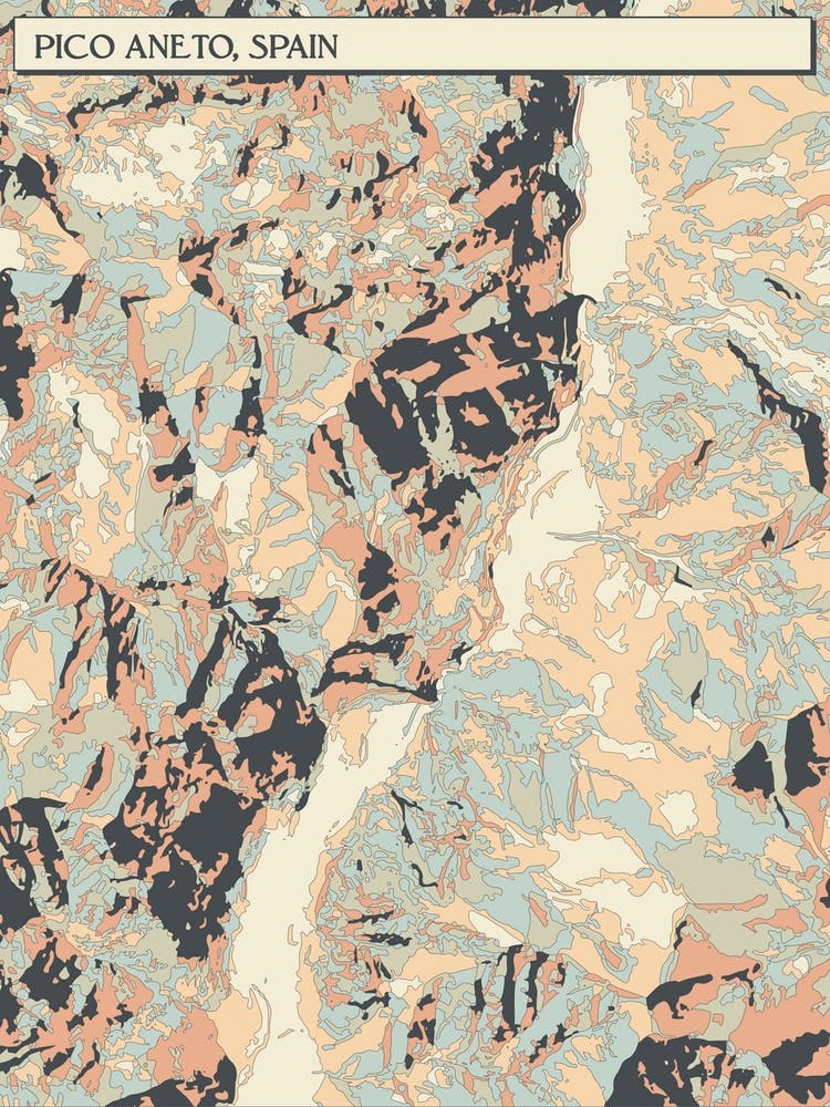 Pico Aneto Spain Pyrenees Hillshade Map