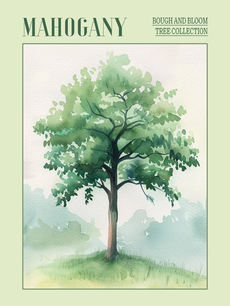 Mahogany Tree Atmospheric Watercolour Painting 5 Poster