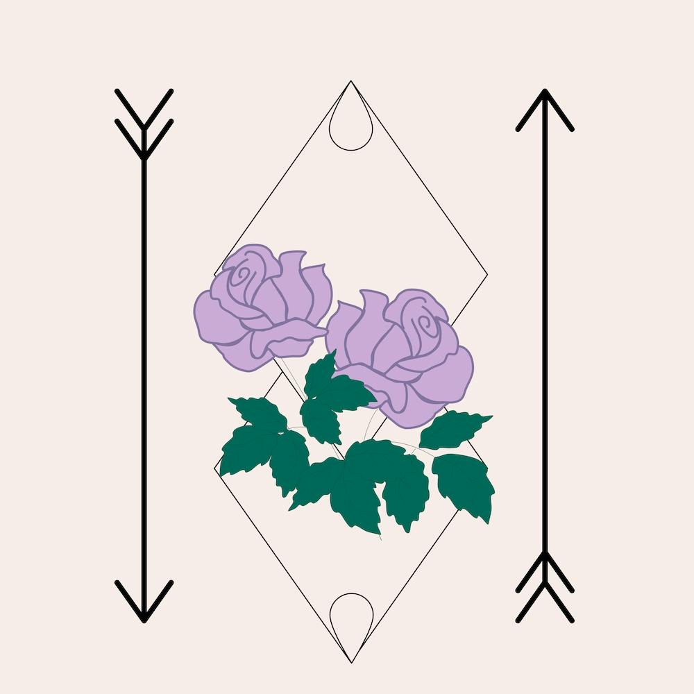 Purple Rose And Arrows Square