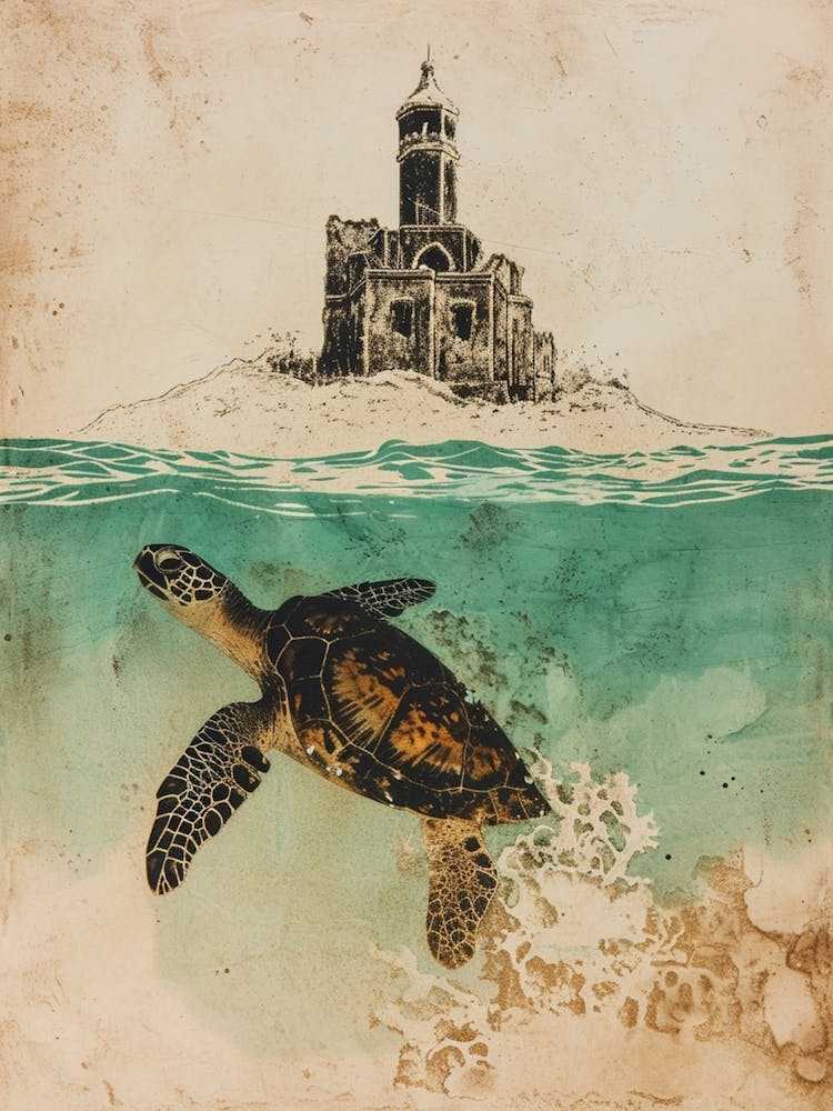 Vintage Schildkröte mit einem Schloss 2