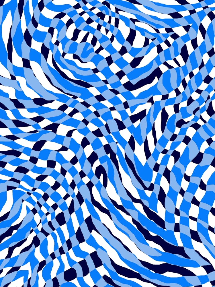 Op Art Checkerboard - Blue White