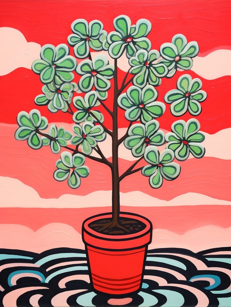 Pink And Red Plant Illustration Jade Plant 2