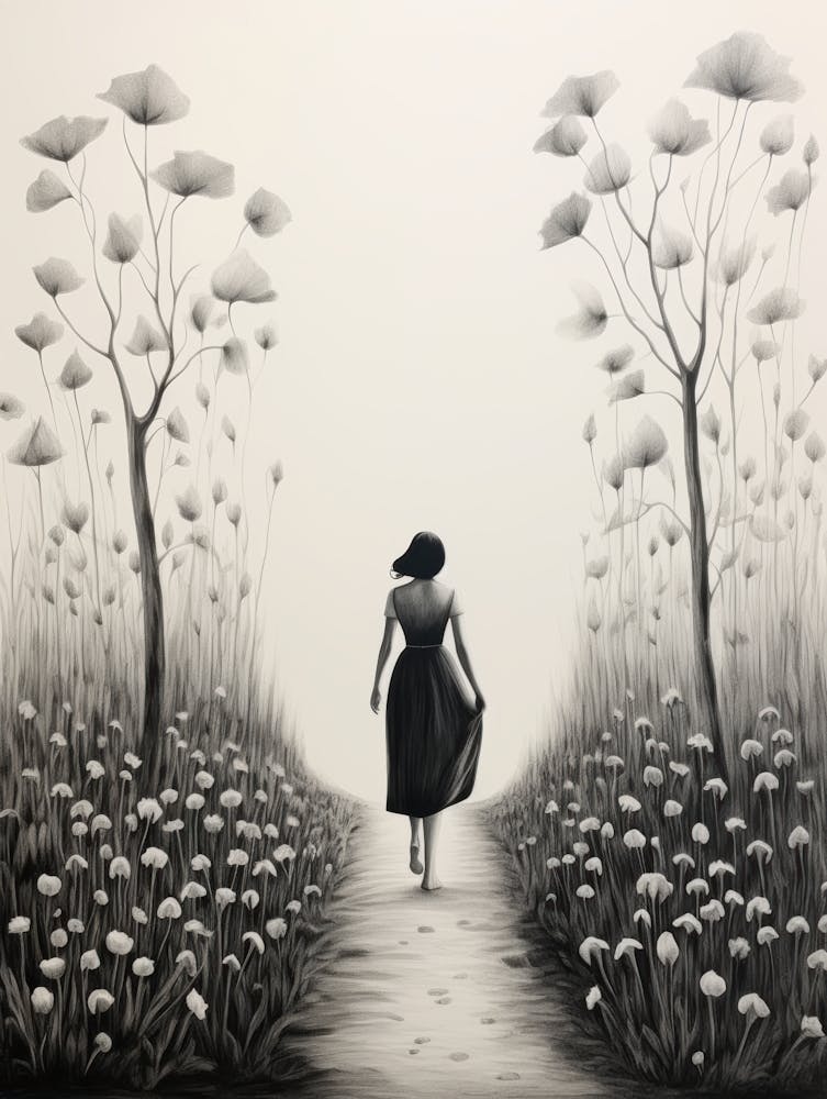 Woman Walking Through A Forest