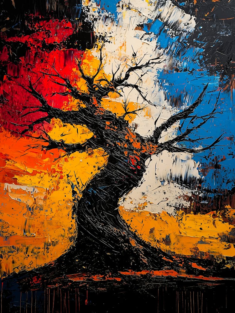 Twisted Resilience – Expressionist Abstract Tree A Poster