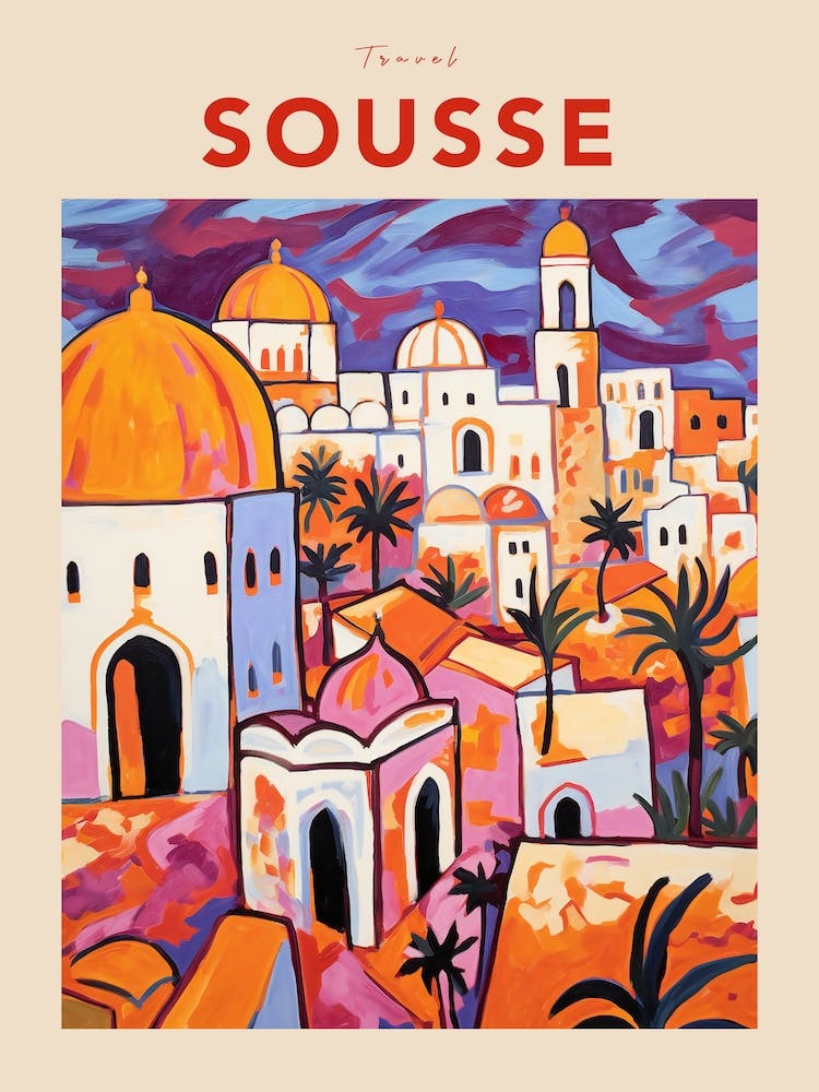 Sousse Tunisia 2 Fauvist Travel Poster
