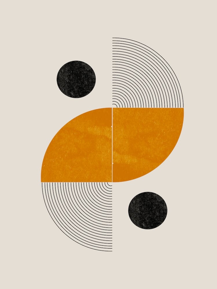 Mustard Geometric Mid Century Art
